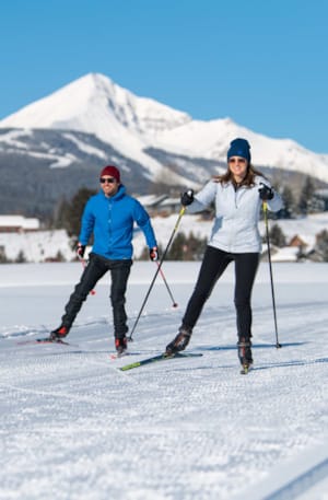 Couple Nordic Skiing