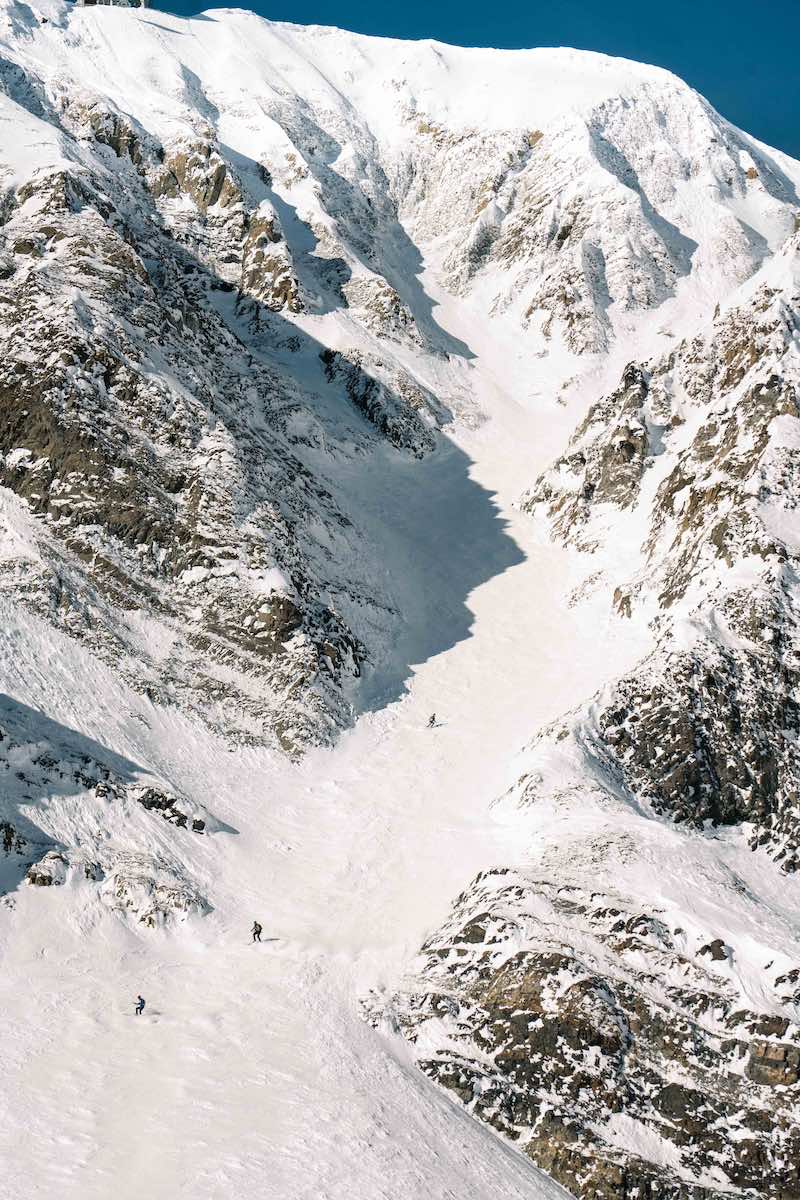 Skimo skiers in the Big Couloir