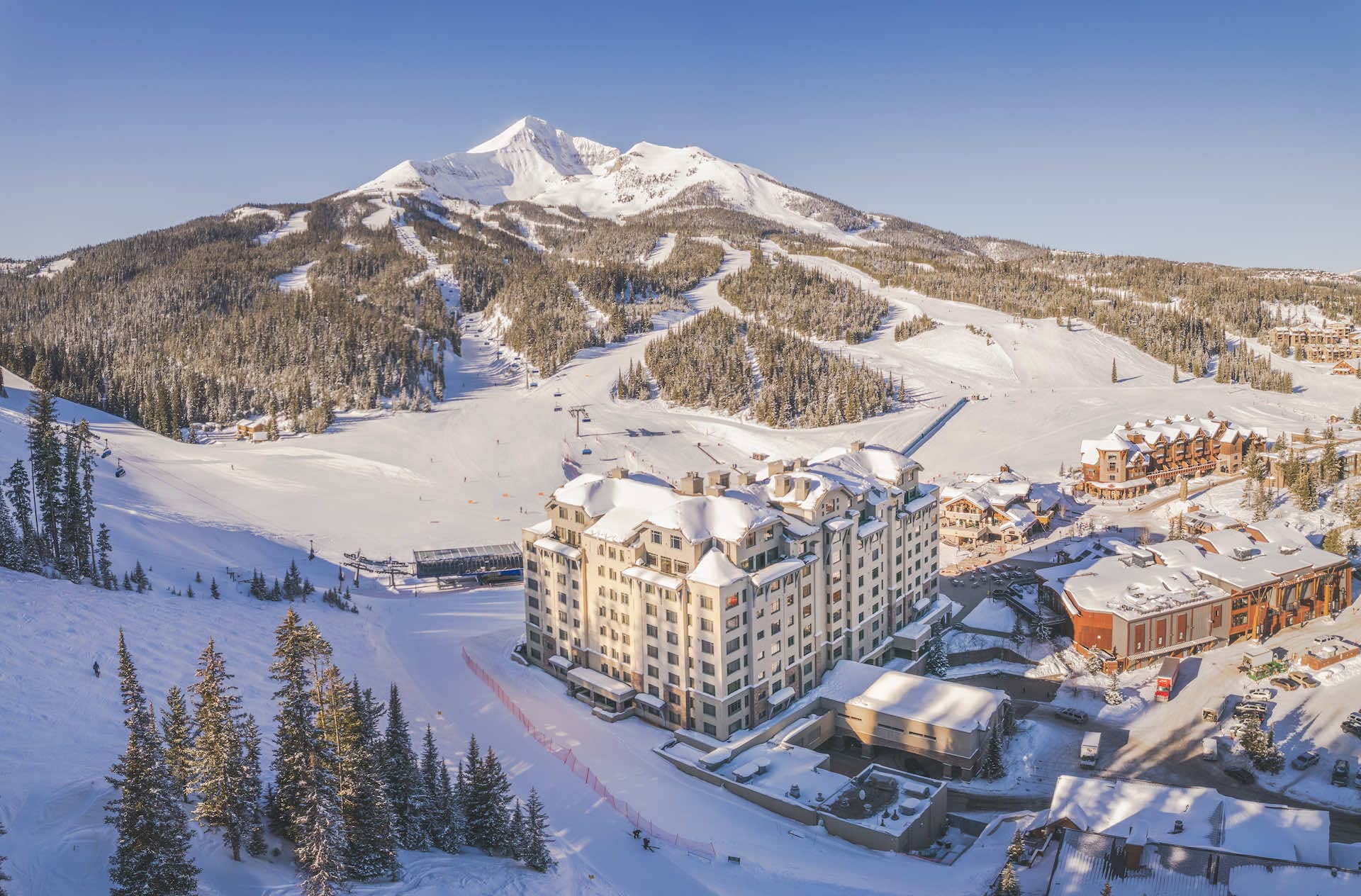 Winter Summit Hotel with Lone Peak in the background